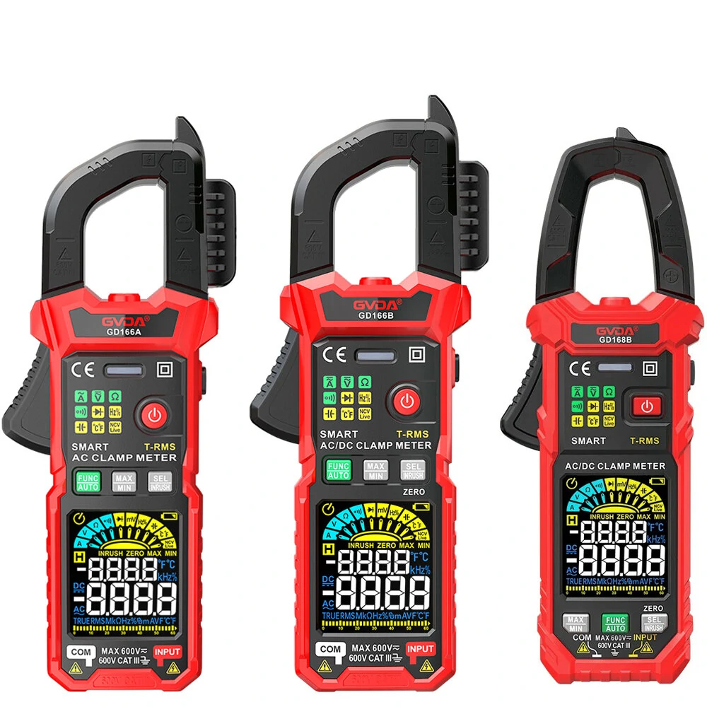 GVDA Digital Clamp Meter Multimeter Auto Range True RMS NCV DC AC Voltage Inrush Current Temperature Tester Automatic Voltmeter GD166A/GD166B/GD168B — view 2