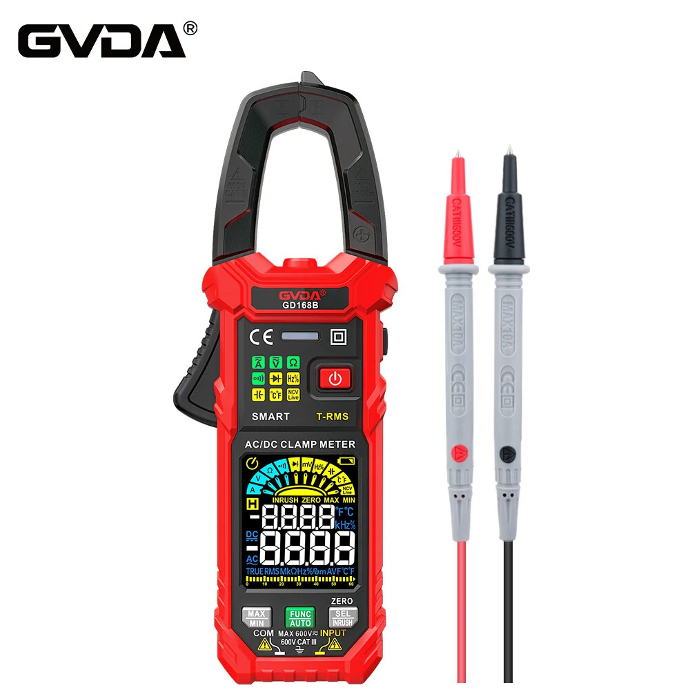 GVDA Digital Clamp Meter Multimeter Auto Range True RMS NCV DC AC Voltage Inrush Current Temperature Tester Automatic Voltmeter GD166A/GD166B/GD168B — view 5
