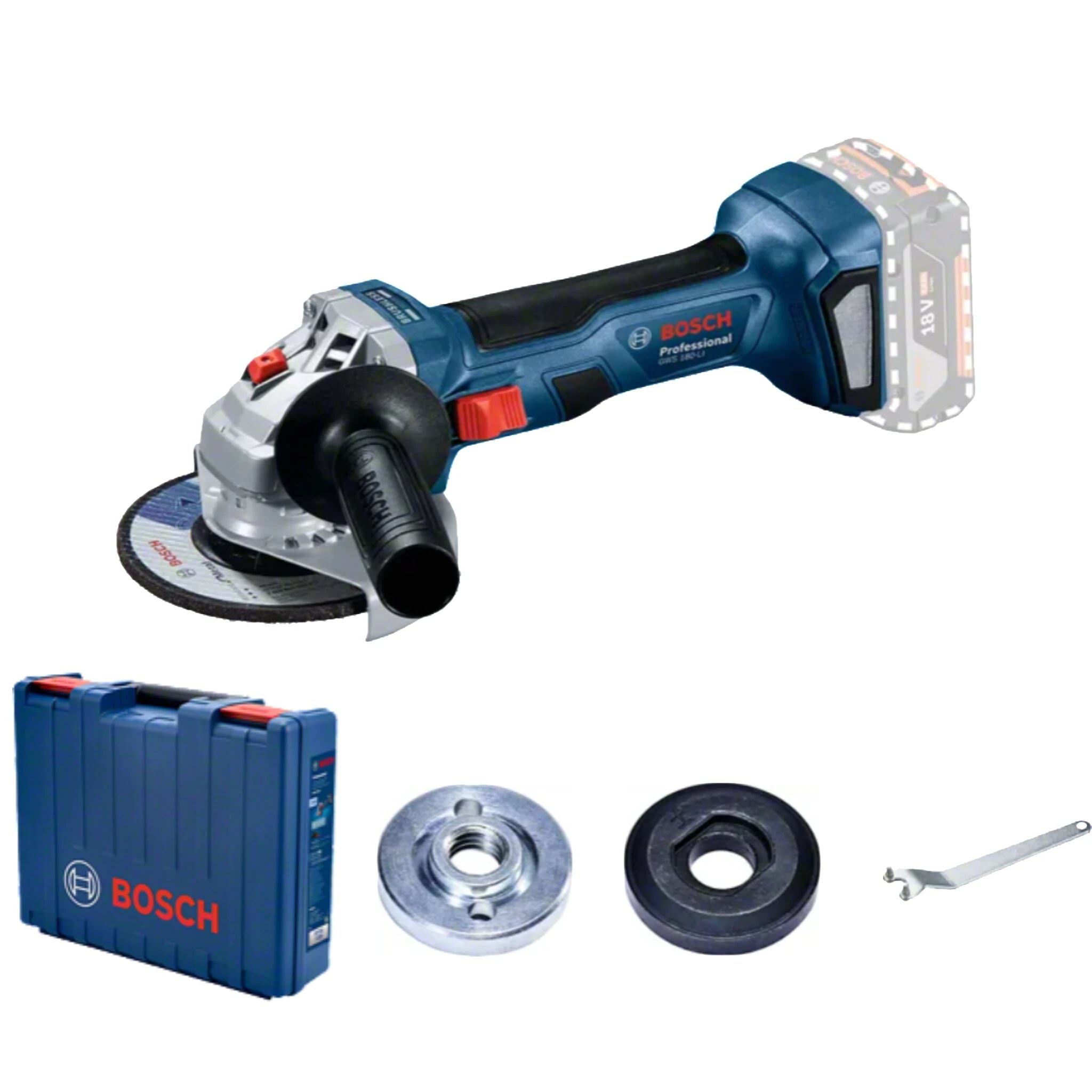 GWS 180-LI for Bosch Professional Cordless Angle Grinder 18V Brushless Motor 11000RPM 700W Equivalent Power Lightweight Compact Design — image 1