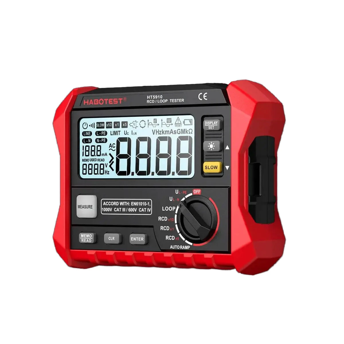 HABOTEST HT5910 Leakage Switch Tester 1000 Data Storage LCD Digital Resistance Meter RCD Loop Tester 440V AC Voltage Testing Megohmmeter — view 11