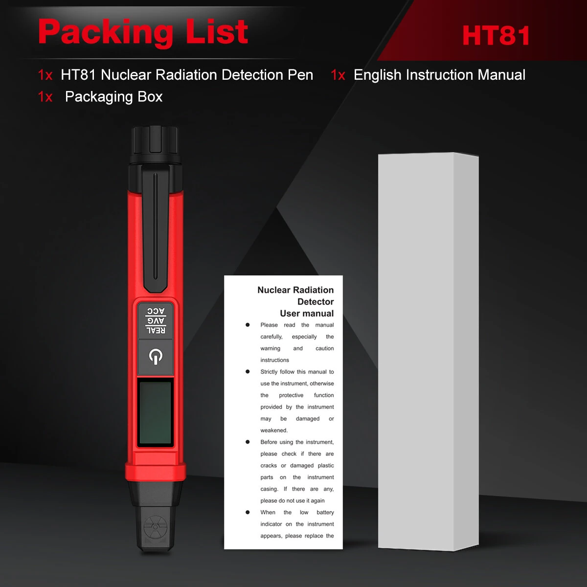 HABOTEST HT81 Radiation Survey Meter GM Counter For Beta Gamma And X-Rays 0.00-50000uSv/h Portable — view 10