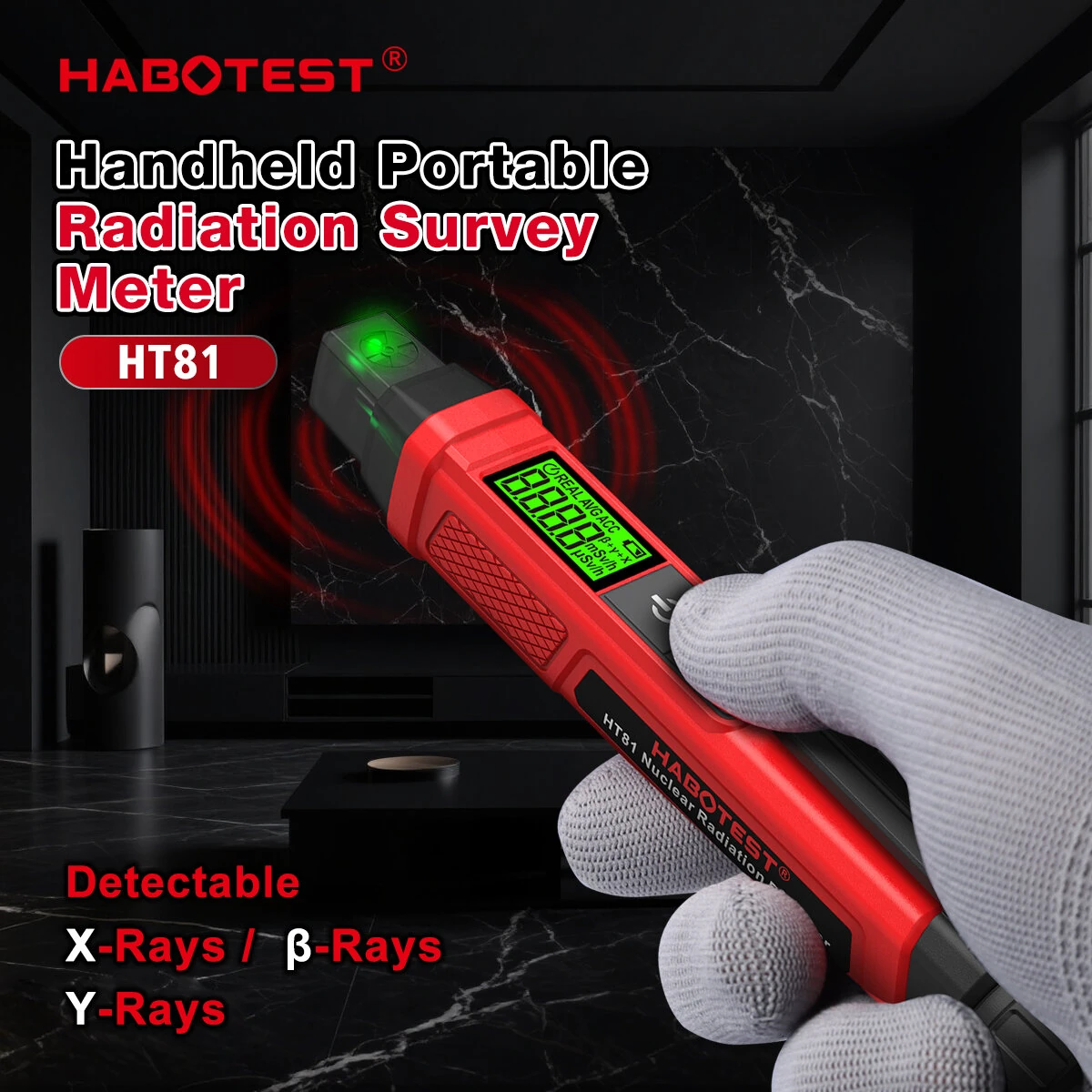 HABOTEST HT81 Radiation Survey Meter GM Counter For Beta Gamma And X-Rays 0.00-50000uSv/h Portable — view 3