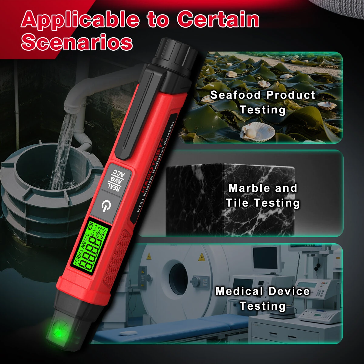 HABOTEST HT81 Radiation Survey Meter GM Counter For Beta Gamma And X-Rays 0.00-50000uSv/h Portable — view 5