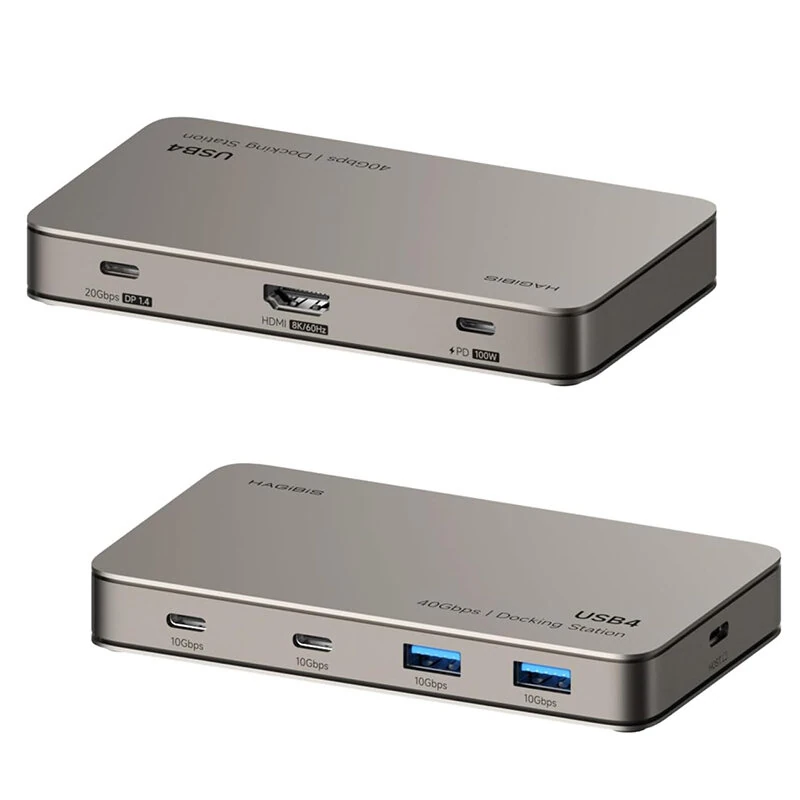 Hagibis BD246A USB4 Docking Station 7-in-1 USB Hubs Splitter Adapter with 10Gbps USB-A*2 / 10Gbps USB-C*2 / PD100W / 8K60Hz HD / 20Gbps DP1.4 for PC Laptop Computer — Hagibis