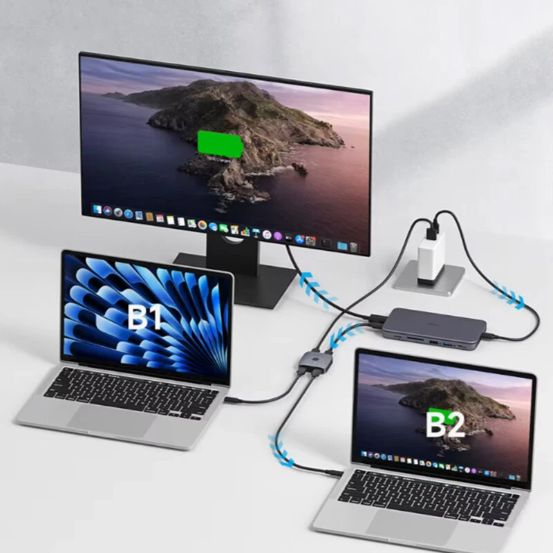 Hagibis QHQ01 USB-C Switcher Bi-Directional USB-C Splitter 1 in 2 Out/2 in 1 Out Switcher 10Gbps 100W for Laptop Macbook Thunderbolt4/5 — view 3