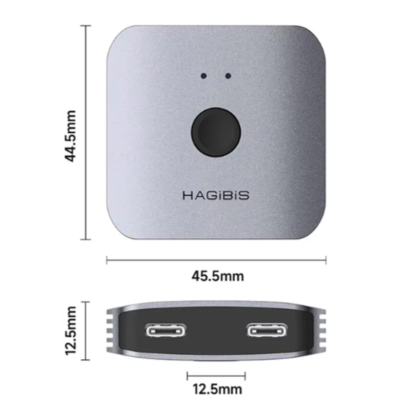 Hagibis QHQ01 USB-C Switcher Bi-Directional USB-C Splitter 1 in 2 Out/2 in 1 Out Switcher 10Gbps 100W for Laptop Macbook Thunderbolt4/5 — view 5
