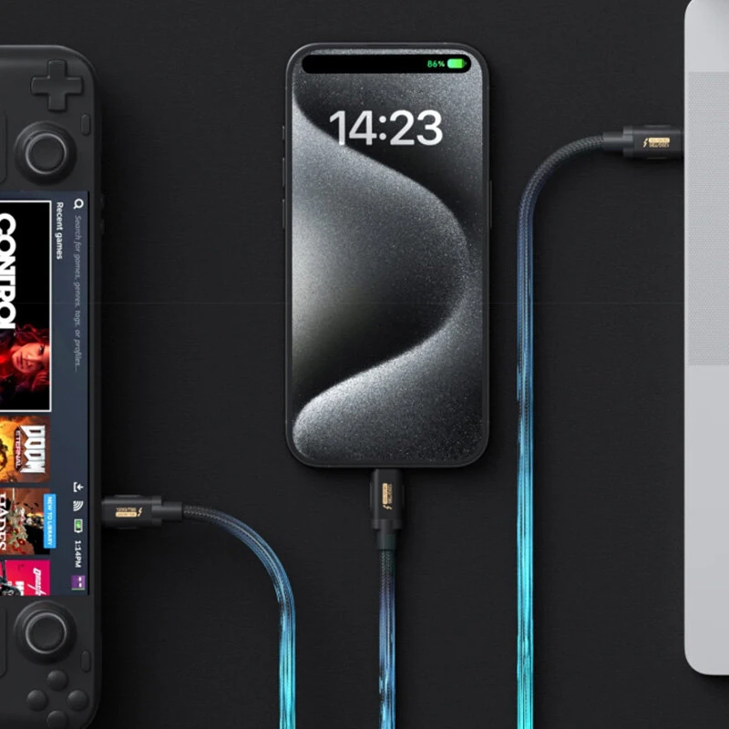HAGiBiS Thunderbolt5 Type-C to Type-C Cable 120Gbps 240W PD3.1 Fast Charge 16K@60Hz Video 8K Triple Display Bi-Directional 80Gbps Data Sync High Speed Transmission 0.5M/1M Long Cables for Laptop TV — view 3