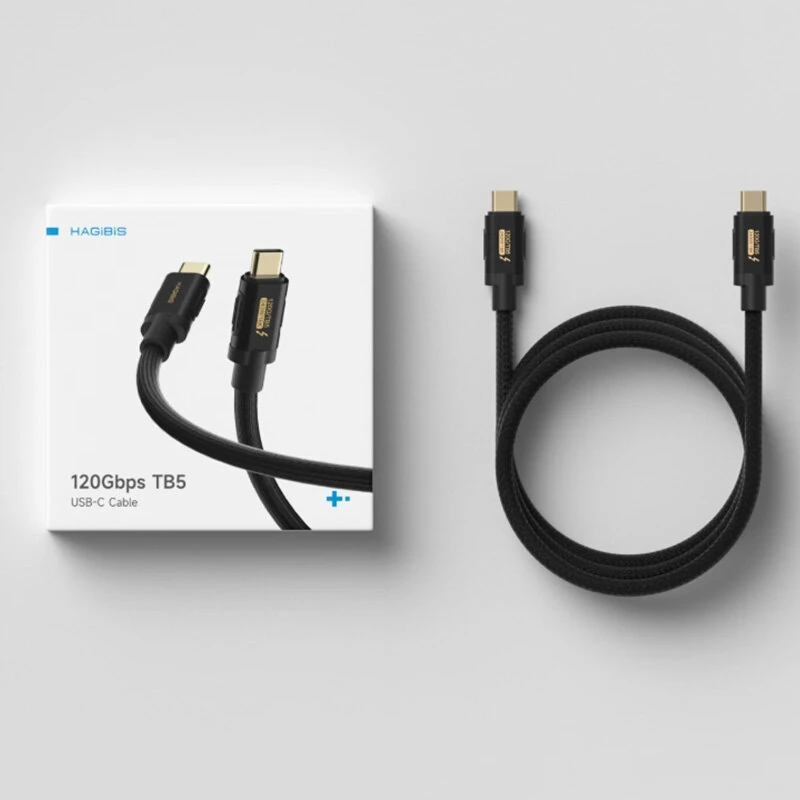 HAGiBiS Thunderbolt5 Type-C to Type-C Cable 120Gbps 240W PD3.1 Fast Charge 16K@60Hz Video 8K Triple Display Bi-Directional 80Gbps Data Sync High Speed Transmission 0.5M/1M Long Cables for Laptop TV — view 6