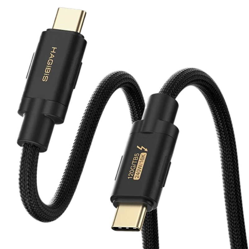 HAGiBiS Thunderbolt5 Type-C to Type-C Cable 120Gbps 240W PD3.1 Fast Charge 16K@60Hz Video 8K Triple Display Bi-Directional 80Gbps Data Sync High Speed Transmission 0.5M/1M Long Cables for Laptop TV — view 7