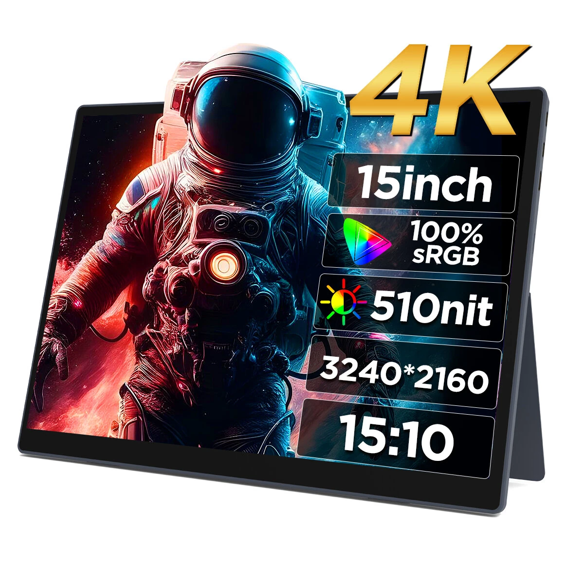 HAILESI 15 Inch FHD 3240*2160P Portable Monitor Computer Gaming Display 450nit 60Hz 100% sRGB IPS Mini HD Type-C External Screen for Smartphone Tablet Laptop Game Consoles