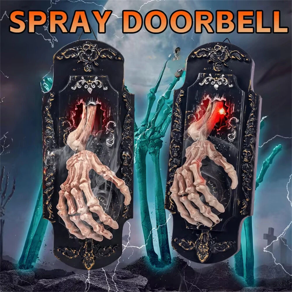 Halloween Spooky Doorbell Sensor Spray Door Lock Luminous Audible Touch Sound Induction Venue Layout Haunted House — view 5