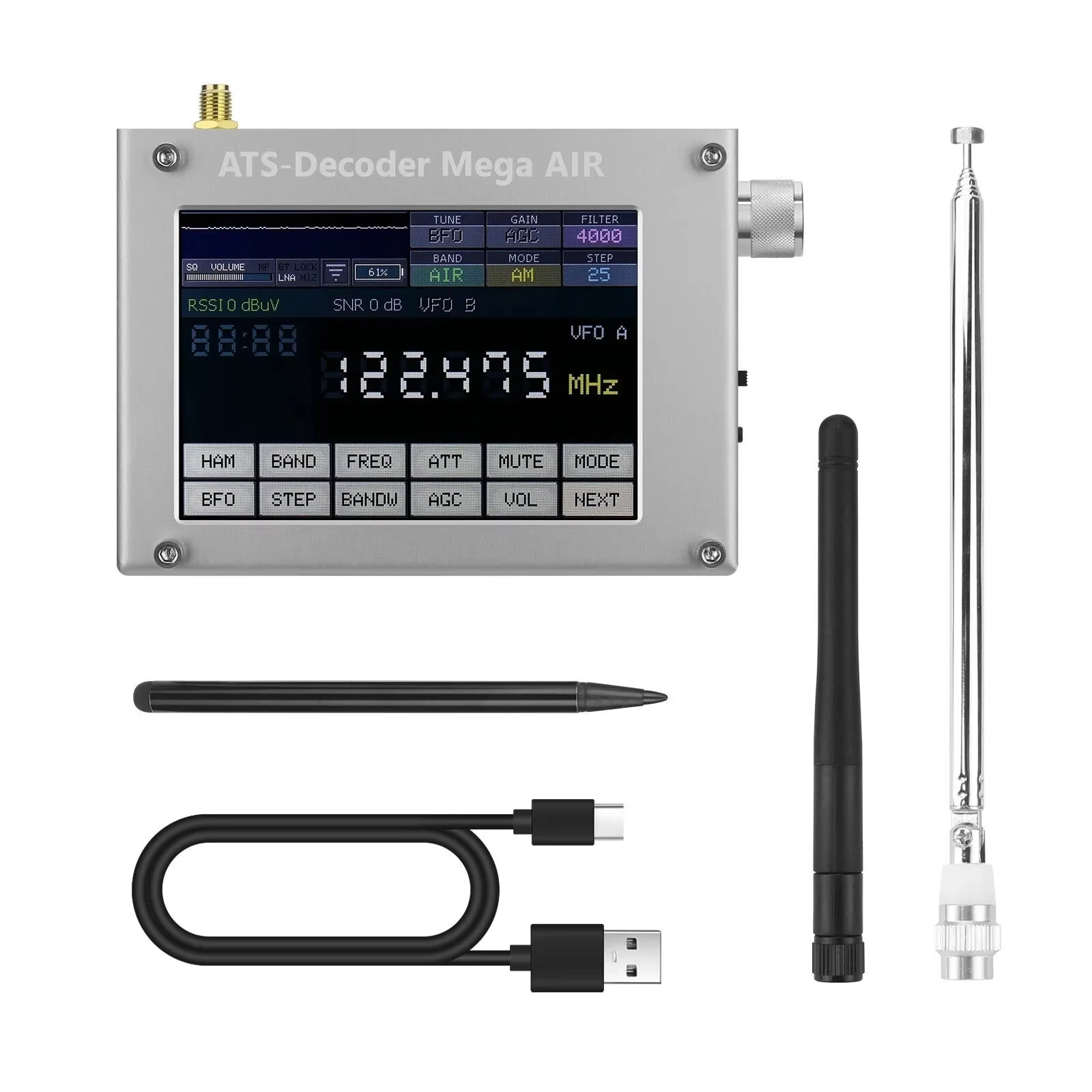 HamGeek ATS-Decoder Air V4.2x 4inch Si4735 Full Band Radio Receiver FM RD  AM Bluetooth with 4-inch Touch Screen — view 2