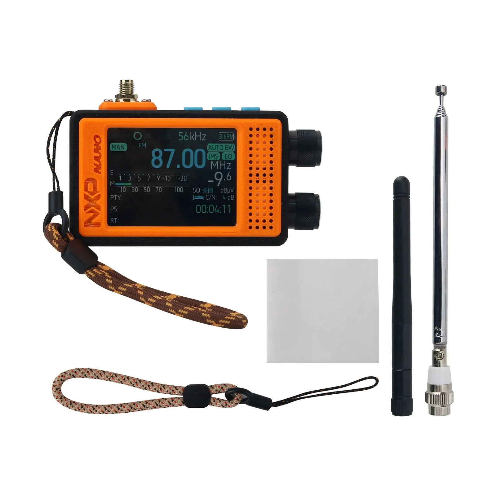 HamGeek NXP-NANO Portable 65-108MHz FM Radio Receiver TEF6686+ESP32 Main Control with 2.4-inch IPS Touch Screen