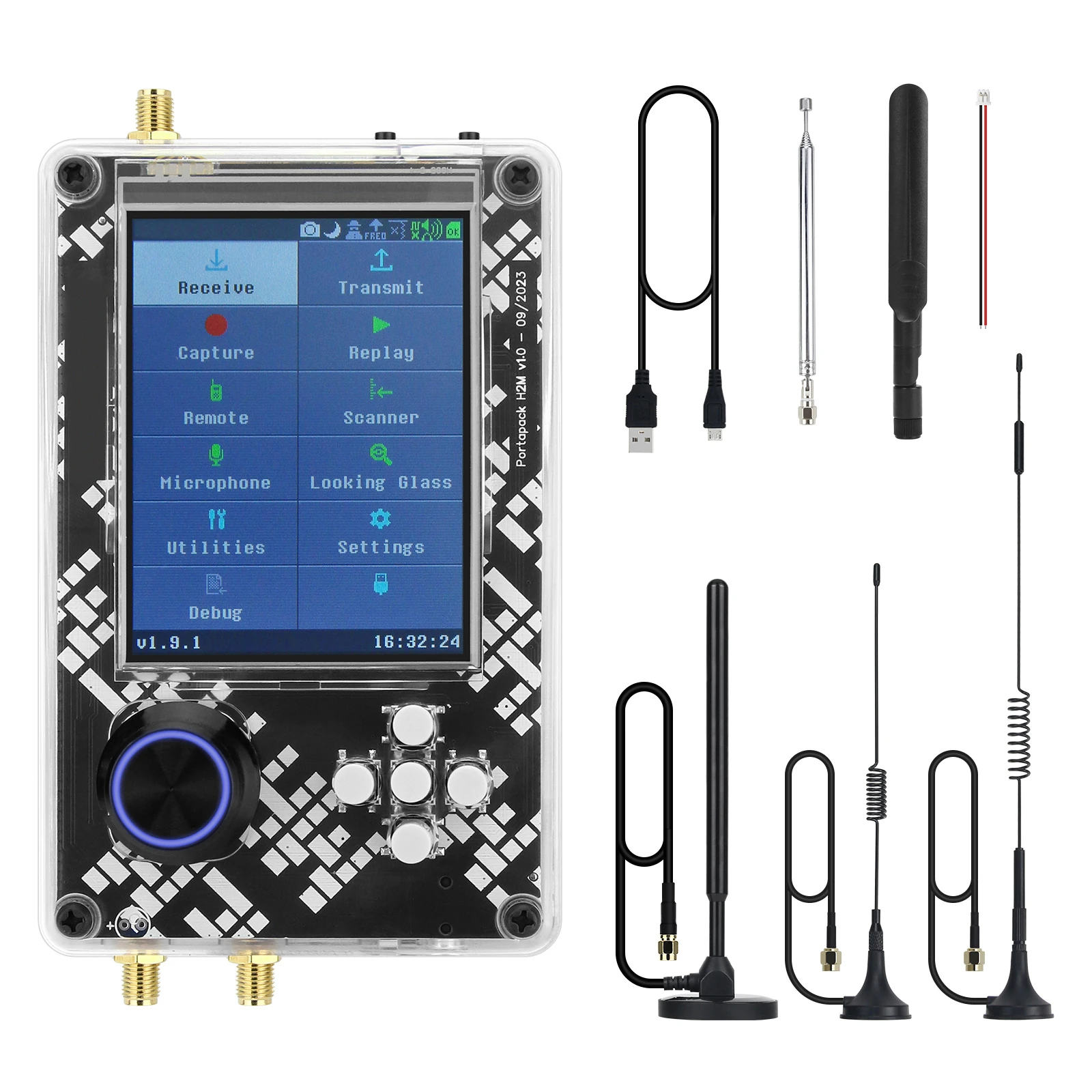 HamGeek R10 SDR Radio PortaPack H2M Preloaded MayhemFirmware Wide Frequency Range 3.2 Inch Screen Multi Antenna Set Advanced PCB Design Audio Output — view 6