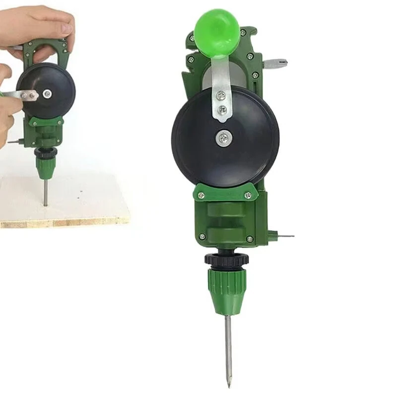 Hand Crank Hole Puncher Manual Drill Multi Purpose Tool for Wood Glass Sharpening Lightweight Portable Metal ABS Construction