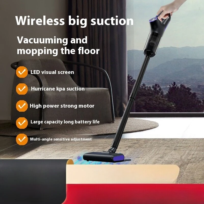 Handheld Small Cordless Vacuum Cleaner 120W 650ml Dust Cup 15kPA Suction LED Display Portable Vacuum 2000mAh Pet Cat Hair Mopping Machine — view 4