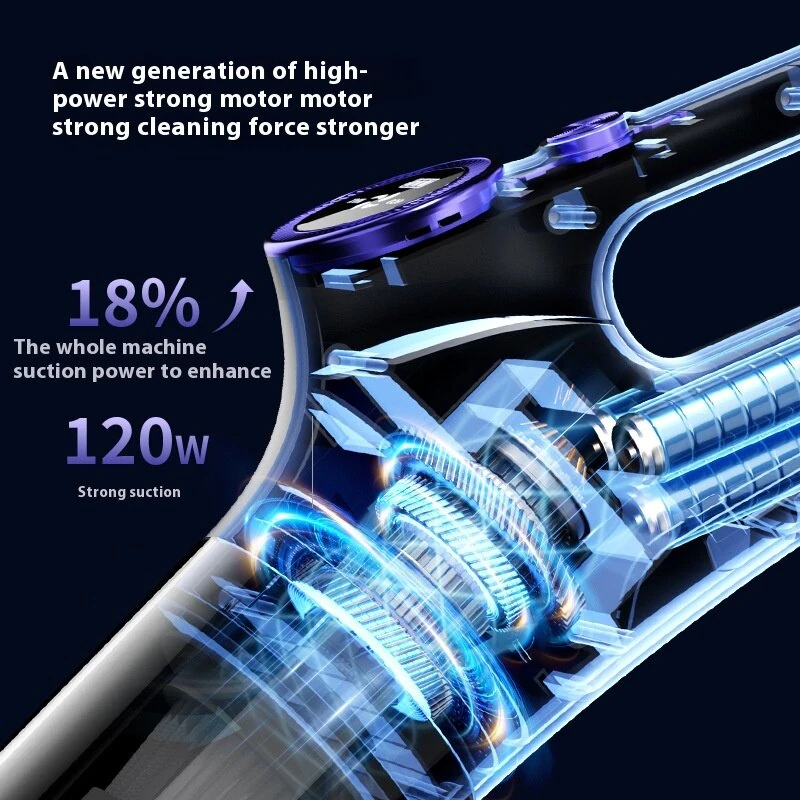 Handheld Small Cordless Vacuum Cleaner 120W 650ml Dust Cup 15kPA Suction LED Display Portable Vacuum 2000mAh Pet Cat Hair Mopping Machine — view 6