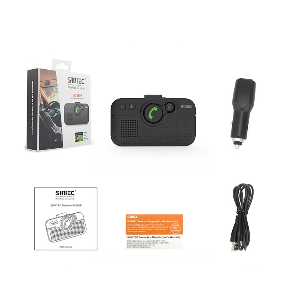 Handsfree Bluetooth Car Kit for Cell Phone, Wireless Bluetooth Speaker for Car, AUTO Power ON Support Siri Google Voice Assistant Hands Free Phone Speakerphone with Visor Clip — view 8