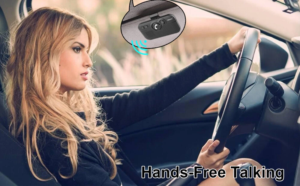 Handsfree Bluetooth Car Kit for Cell Phone, Wireless Bluetooth Speaker for Car, AUTO Power ON Support Siri Google Voice Assistant Hands Free Phone Speakerphone with Visor Clip — view 9