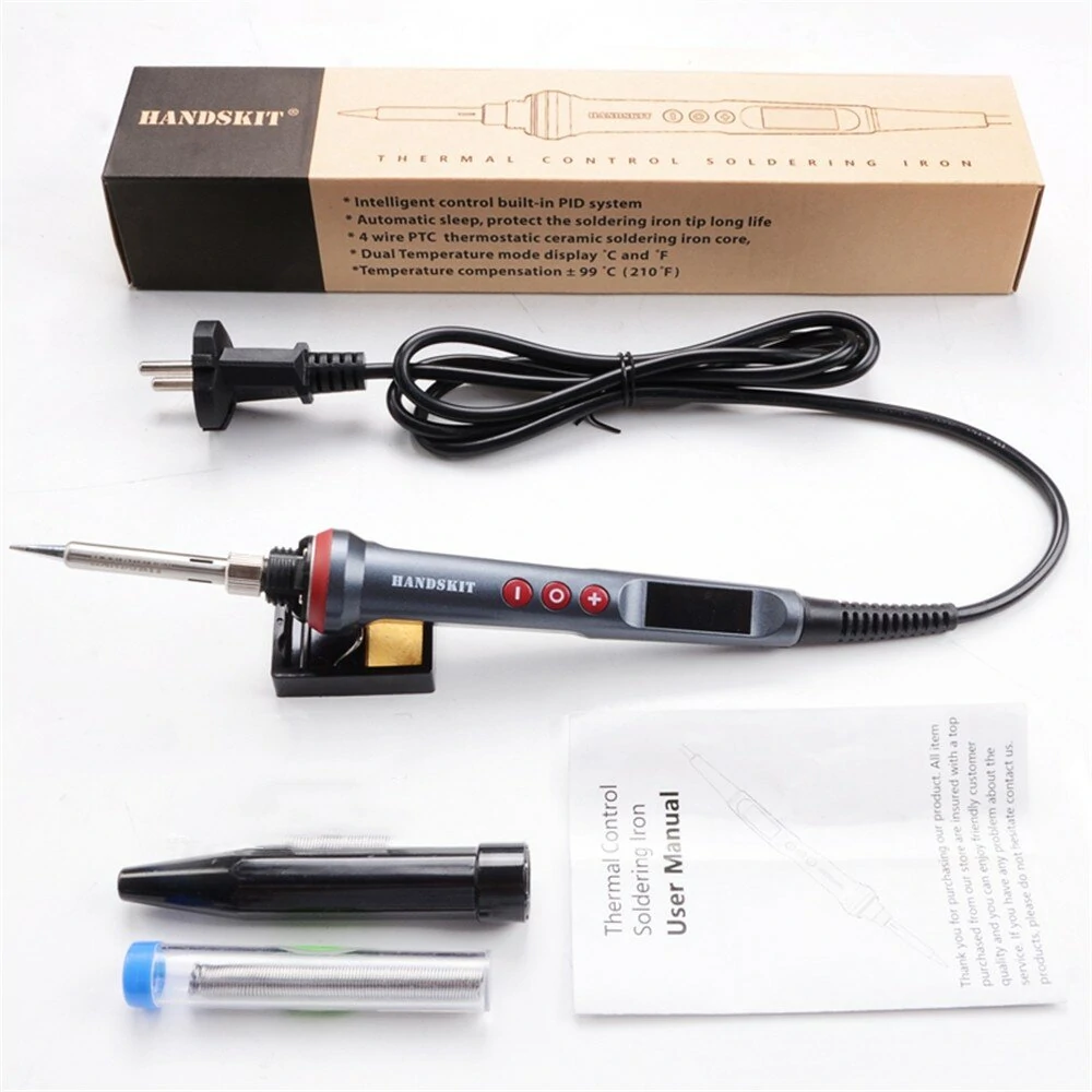 Handskit 90W LED Digital Soldering Iron Kit 110V/220V Adjust Temperature Electrical Soldering Iron 4 Wire Core Welding Tools — view 10