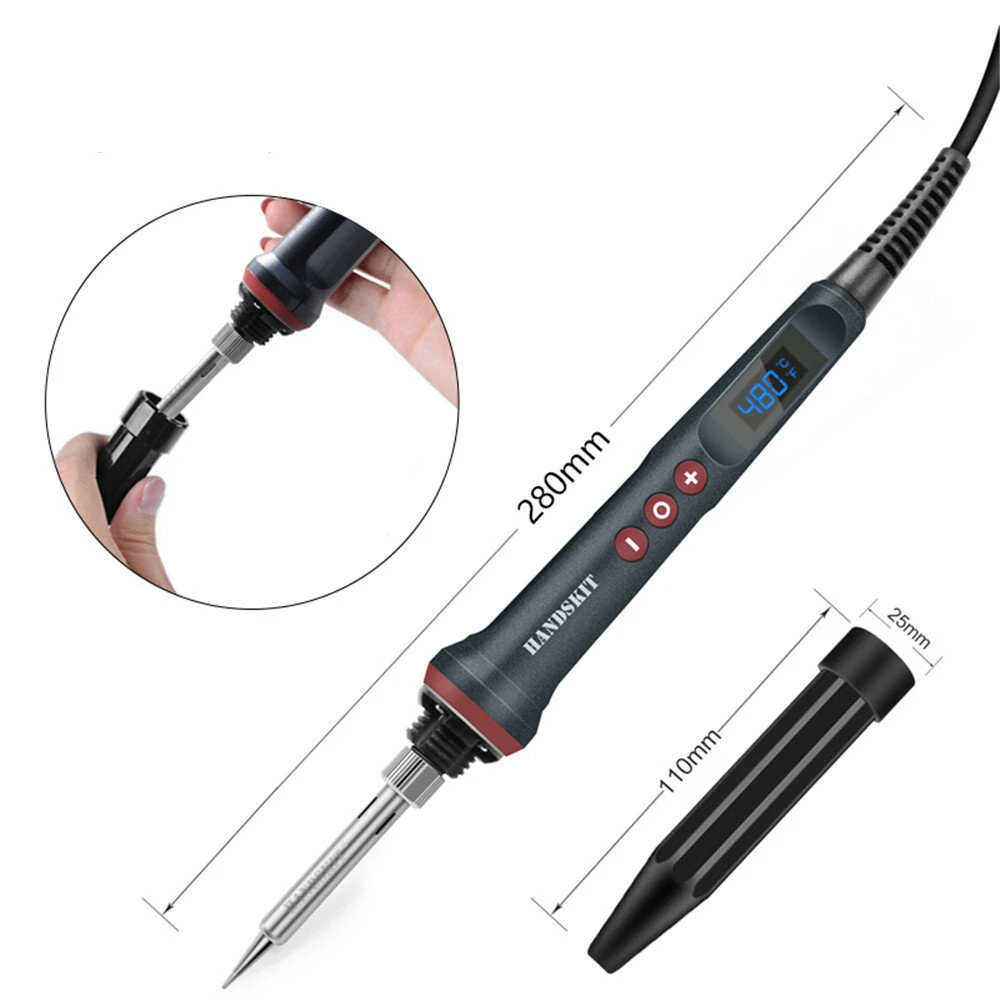 Handskit 90W LED Digital Soldering Iron Kit 110V/220V Adjust Temperature Electrical Soldering Iron 4 Wire Core Welding Tools — view 8