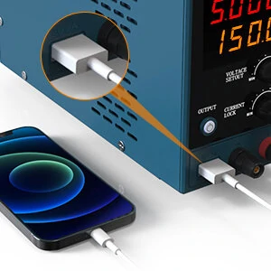 HANMATEK HM305 Direct Current Power Supply Dual USB Output 0-30V 0-5A Precision Control Compact Design High-Efficiency Charging — view 3