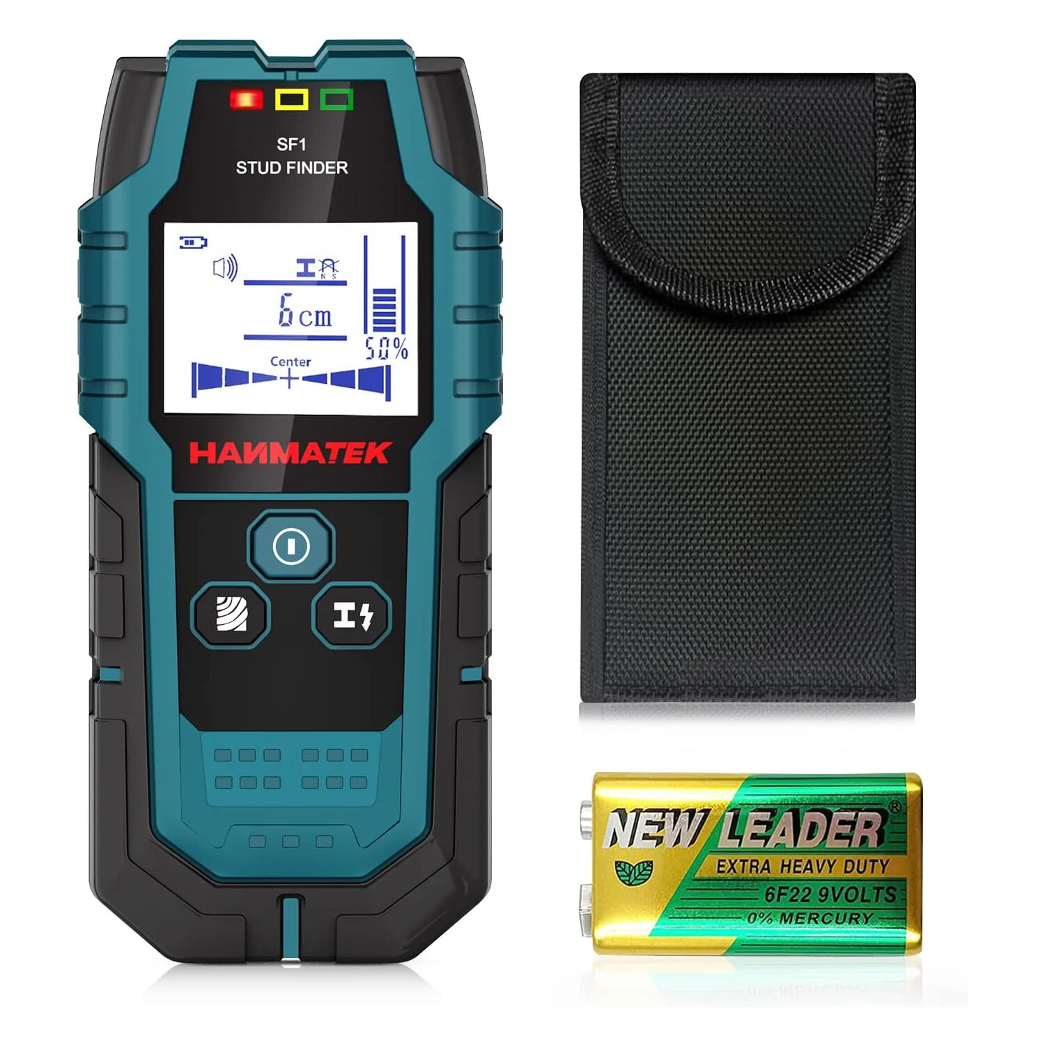HANMATEK SF1 Stud Finder Wall Scanner Detector Professional 5 in 1 Scan Mode HD LCD Display Automatic Calibration with Audio Alarm Ideal for Detecting Metal Wood AC Wires Behind Walls Floors Ceilings — HANMATEK