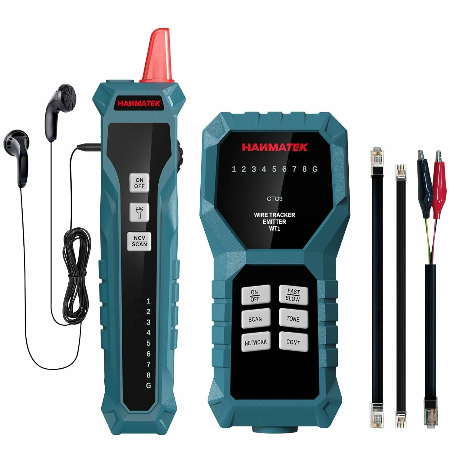 HANMATEK WT1 Network Cable Tester RJ45 RJ11 Multifunction Open Short Circuit Finder Volume Adjustable Comfortable Wire Tracing Tool with Essential Accessories Included — HANMATEK