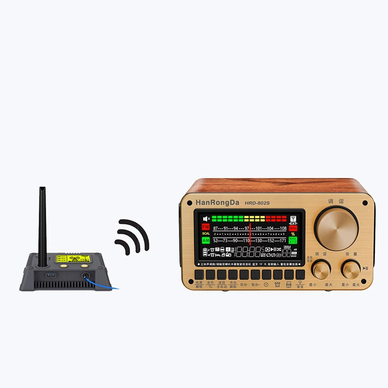 HanRongDa HRD-802S Multi-Band Radio bluetooth Speaker Dual Tuning Wooden Radio Support TF Card Playback Dual Drivers FM AM Stereo Receiver — view 6