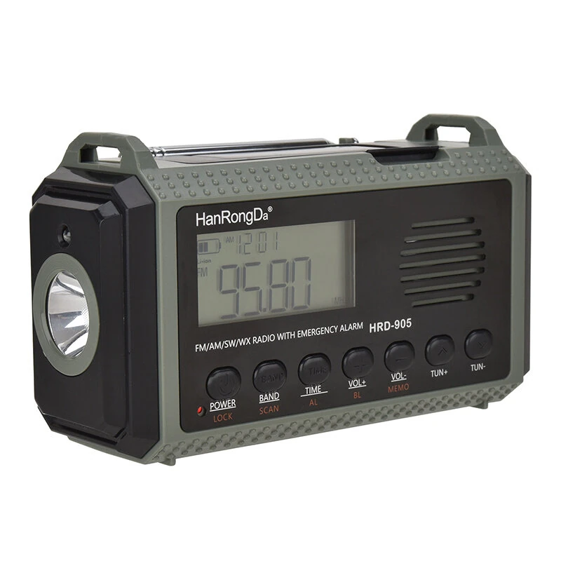 HanRongDa HRD-905 Emergency Radio Solar Crank Power Bank 10000mAh AM FM SW Weather Band LED Flashlight SOS Alarm Portable Survival Gear for Outdoor Camping Essentials — image 1
