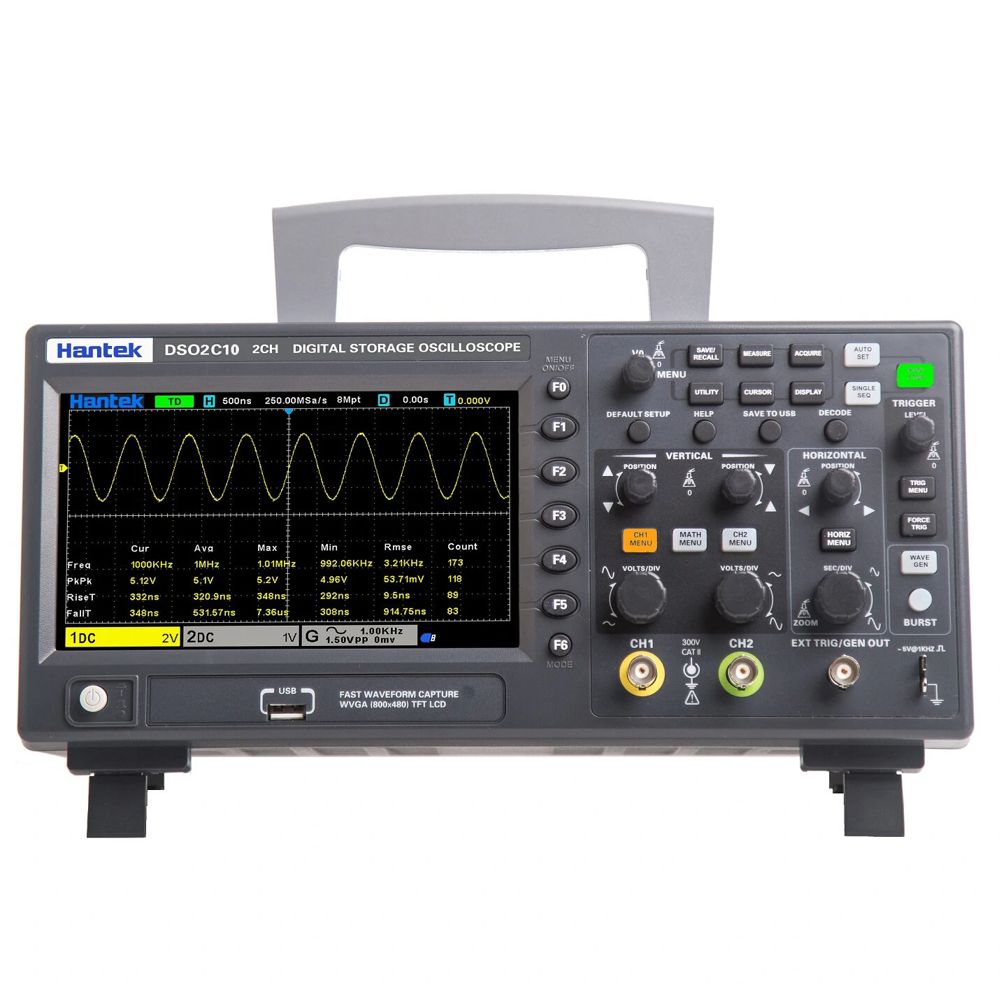 Hantek DSO2C10 Digital Oscilloscope 2CH Digital Storage 1GS/s Sampling Rate 100MHz Bandwidth Dual Channel Economical Oscilloscope — HANTEK