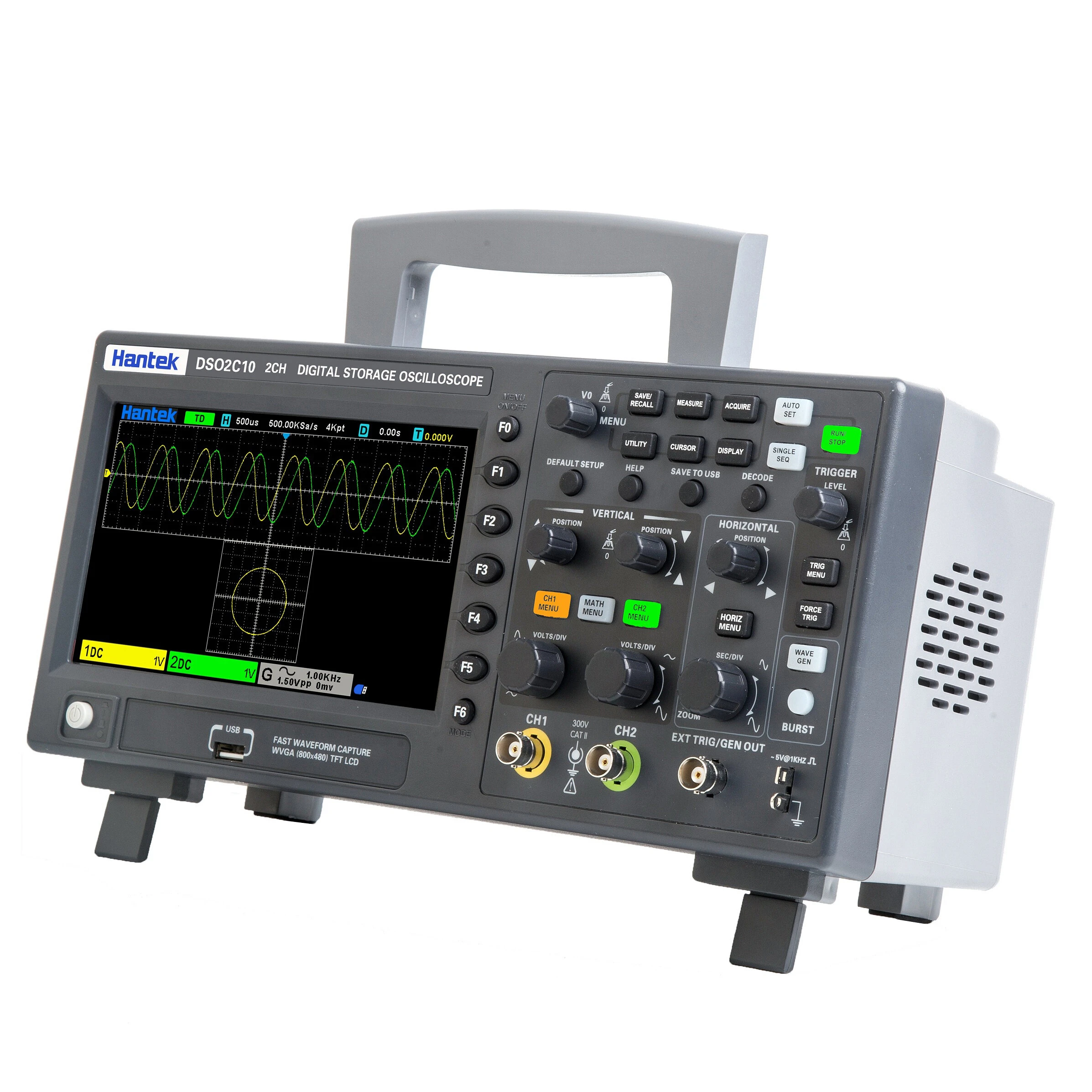 Hantek DSO2C10 Digital Oscilloscope 2CH Digital Storage 1GS/s Sampling Rate 100MHz Bandwidth Dual Channel Economical Oscilloscope — view 3