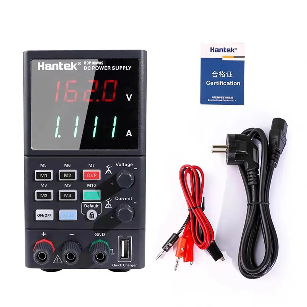Hantek HDP180V8S DC Power Supply with Four-Digit Display USB Quick Charging Function AC 230/115V Switch 0-160V Output Voltage Overload and Overheat Protection Portable Design — view 2