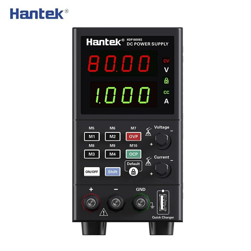 Hantek HDP180V8S DC Power Supply with Four-Digit Display USB Quick Charging Function AC 230/115V Switch 0-160V Output Voltage Overload and Overheat Protection Portable Design — view 4