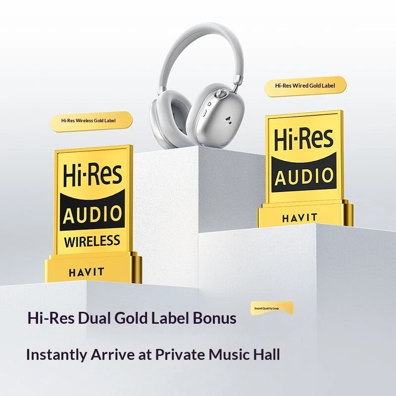 HAVIT H670BT ANC Headset Wireless bluetooth 6.0 Headphone -45dB Adaptive Active Noise Reduction 4-Mic AI Call Noise Cancelling 40mm Drivers Hi-Res LHDC Audio 100H Playback 60ms Low Delay Portable Headphones — view 5