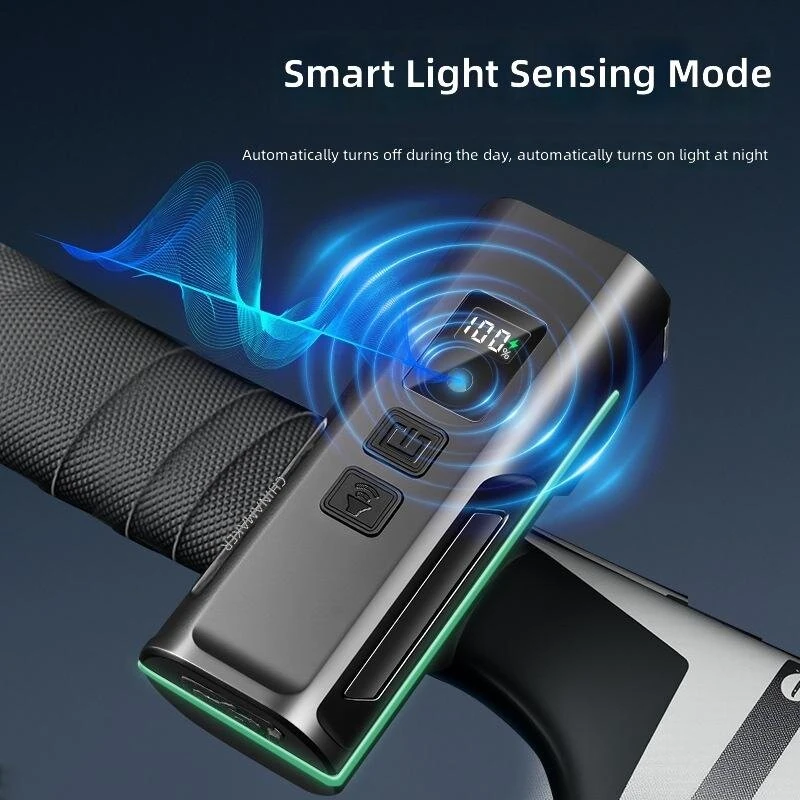 HAWEIWIND Bike Light 1000LM USB Rechargeable 3600mAh Bike Headlight With Horn LCD Display Auto Sensor Cycling for MTB, Scooters — view 3