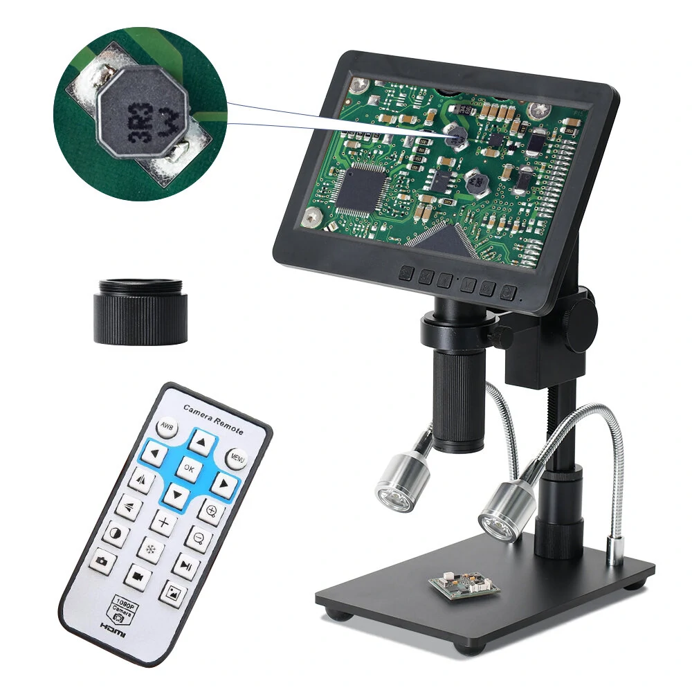 HAYEAR 26MP HDMI-compatible Digital Microscope 2100X Digital Magnification Adjustable 7 inch Screen 60fps Hight Frames Rate Microscope Camera with HDR Mode Can Eliminate Metal Reflection For Soldering HY-2070 — view 2