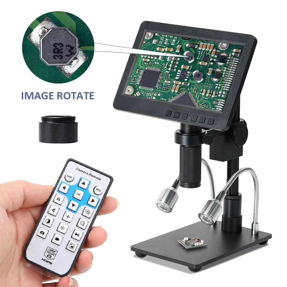 HAYEAR 26MP HDMI-compatible Digital Microscope 2100X Digital Magnification Adjustable 7 inch Screen 60fps Hight Frames Rate Microscope Camera with HDR Mode Can Eliminate Metal Reflection For Soldering HY-2070 — view 3