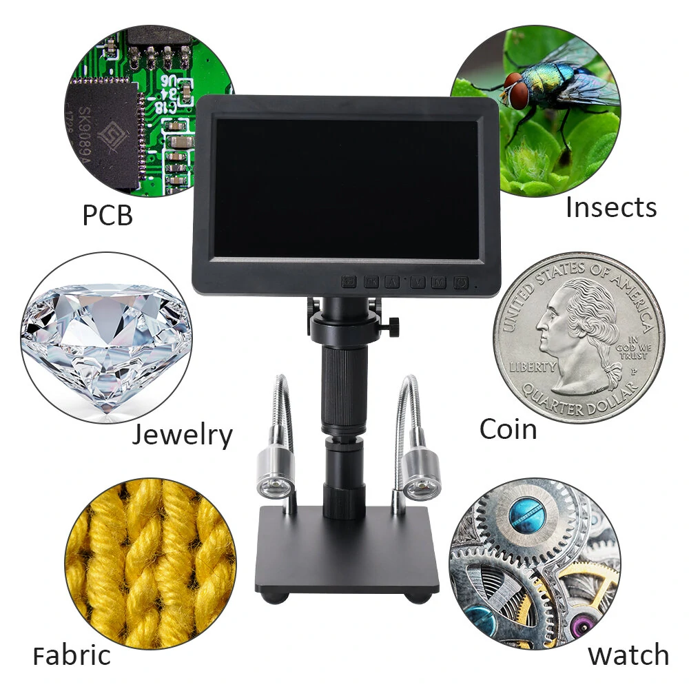 HAYEAR 26MP HDMI-compatible Digital Microscope 2100X Digital Magnification Adjustable 7 inch Screen 60fps Hight Frames Rate Microscope Camera with HDR Mode Can Eliminate Metal Reflection For Soldering HY-2070 — view 5