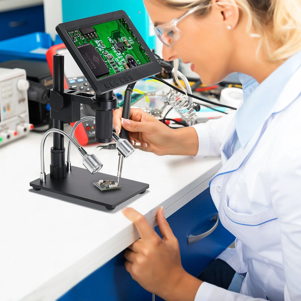 HAYEAR 26MP HDMI-compatible Digital Microscope 2100X Digital Magnification Adjustable 7 inch Screen 60fps Hight Frames Rate Microscope Camera with HDR Mode Can Eliminate Metal Reflection For Soldering HY-2070 — view 6