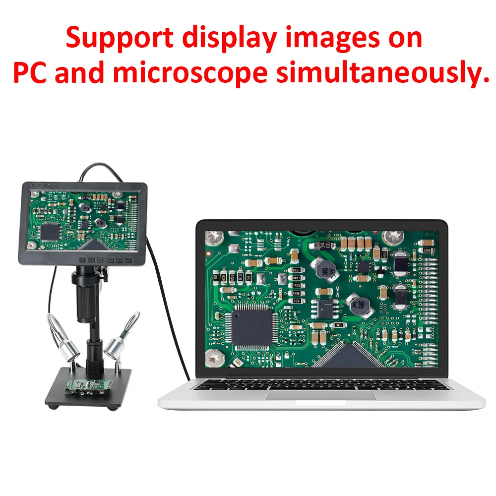 HAYEAR 26MP HDMI-compatible Digital Microscope 2100X Digital Magnification Adjustable 7 inch Screen 60fps Hight Frames Rate Microscope Camera with HDR Mode Can Eliminate Metal Reflection For Soldering HY-2070 — view 7