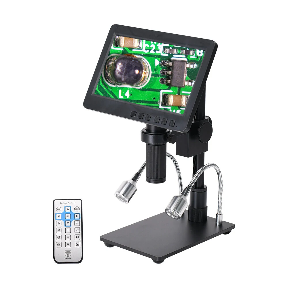 HAYEAR 26MP HDMI-compatible Digital Microscope 2100X Digital Magnification Adjustable 7 inch Screen 60fps Hight Frames Rate Microscope Camera with HDR Mode Can Eliminate Metal Reflection For Soldering HY-2070 — view 8