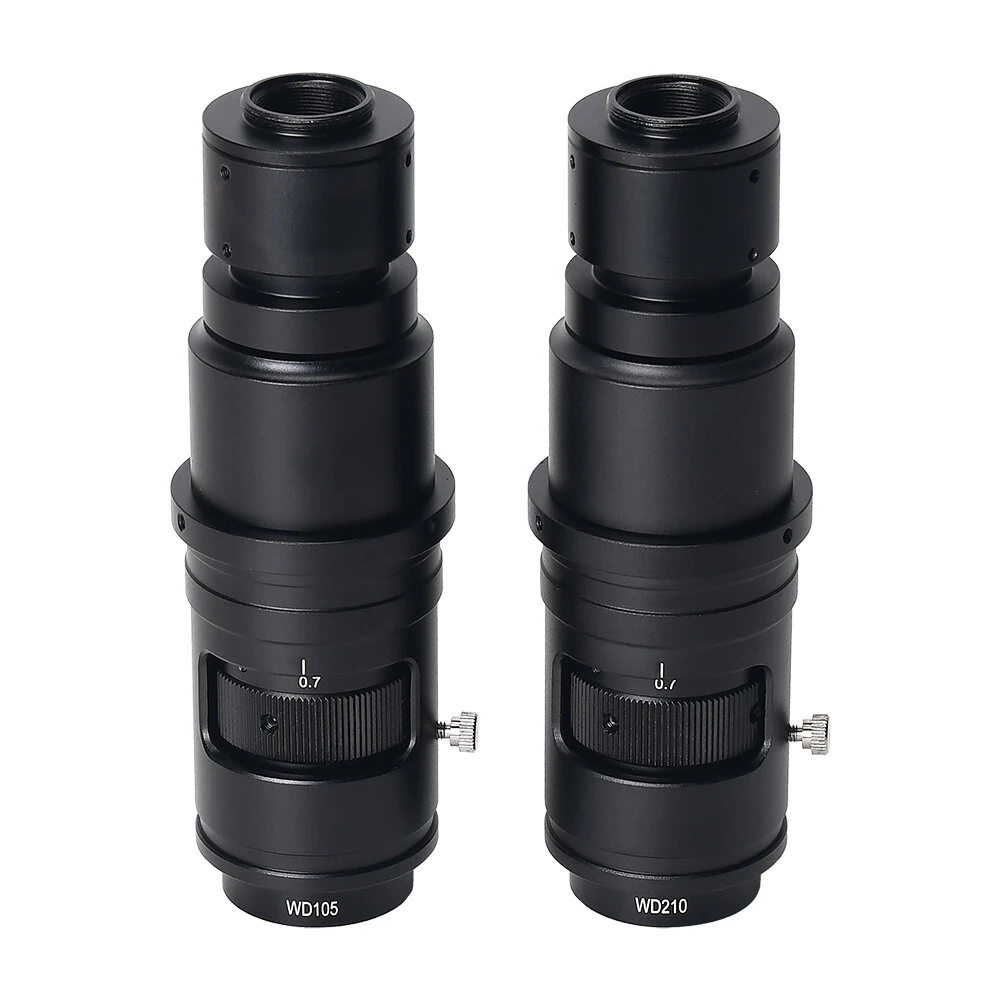 HAYEAR WD105 WD210 Microscope C Mount Zoom Lens 0.7X-5X Magnification Continuously Variable Zoom Lens for Inspection Electronic Repair Soldering