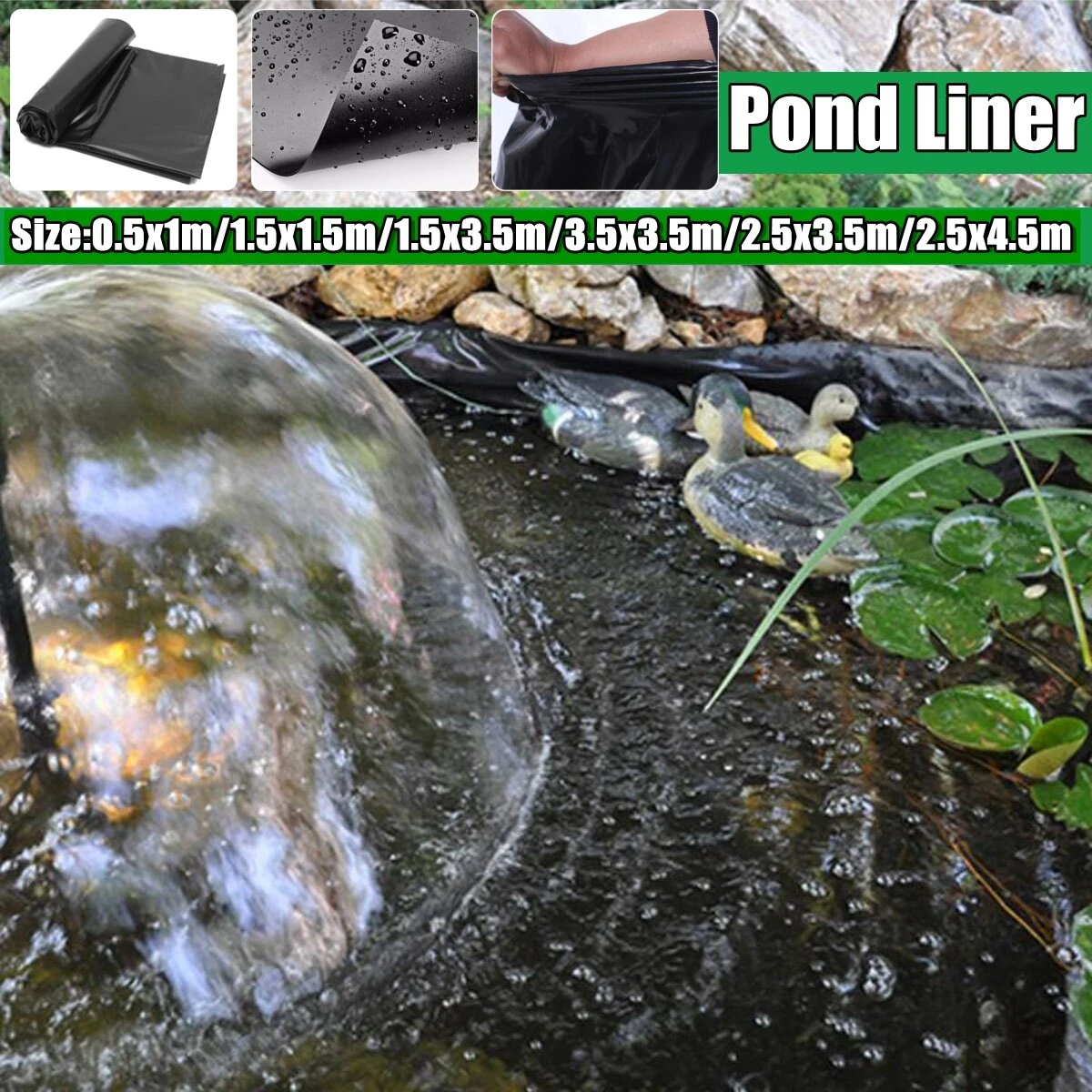 HDPE PVC Garden Fish Pond Liner Anti-Seepage Waterproof Heavy Duty Membrane Reinforced Landscaping Furniture Dust Cover — view 2