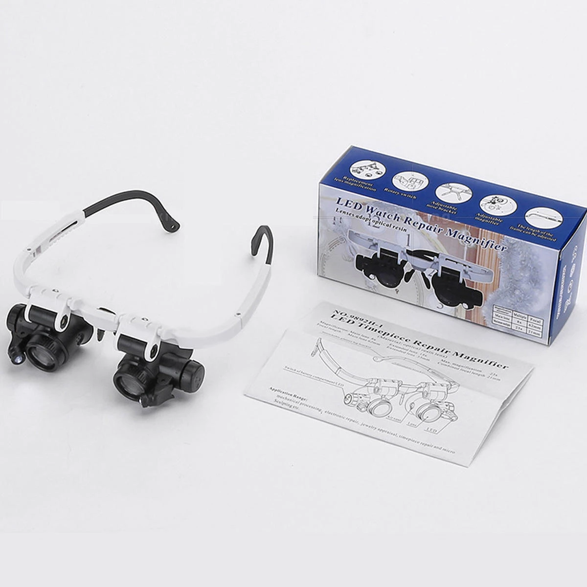 Headband Head-Mounted Repair LED Lamp Light Magnifying Glass Magnifier Loupe — view 2