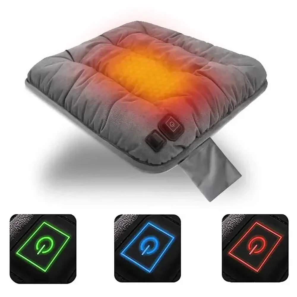Heated Seat Cushion Office USB Winter Warmer Temperature Adjustable Graphene 5V Electric Chair Pad Electric Heating Cushion Pad Chair Winter Warming 3 Layer Blanket — view 11