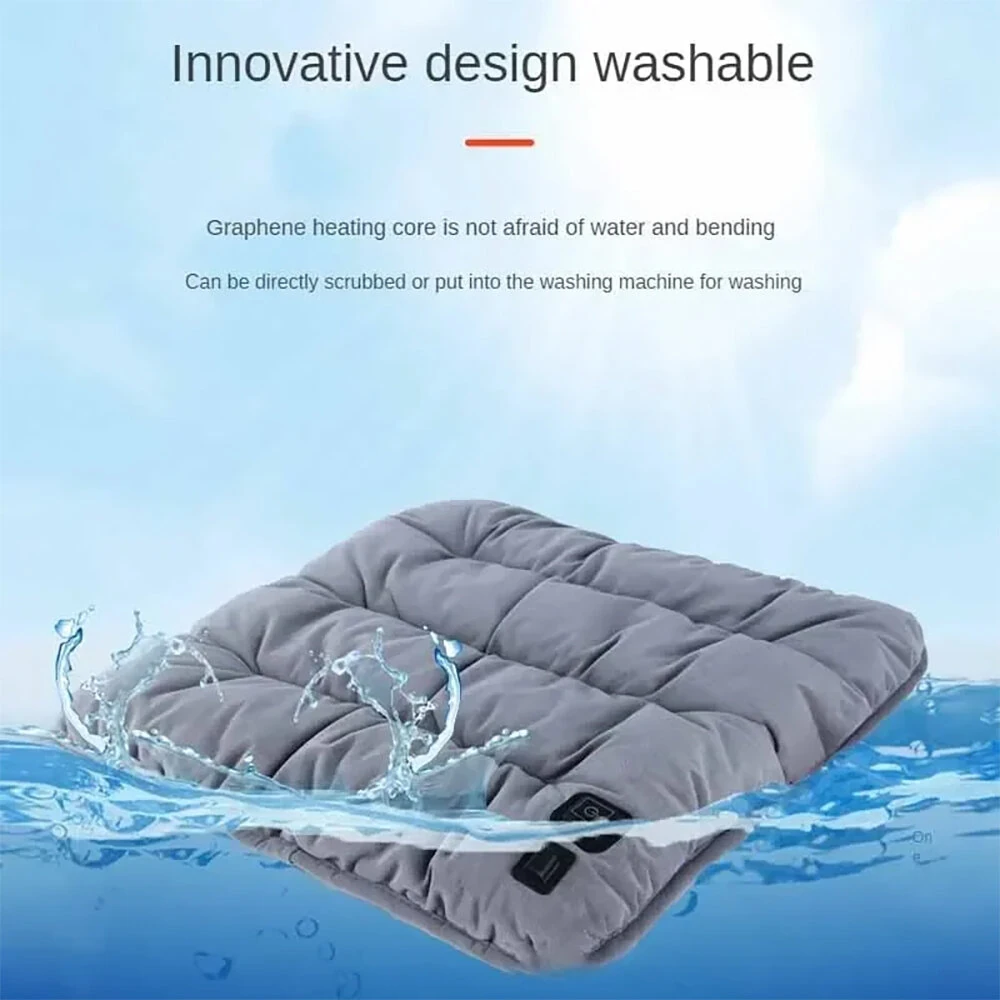 Heated Seat Cushion Office USB Winter Warmer Temperature Adjustable Graphene 5V Electric Chair Pad Electric Heating Cushion Pad Chair Winter Warming 3 Layer Blanket — view 4