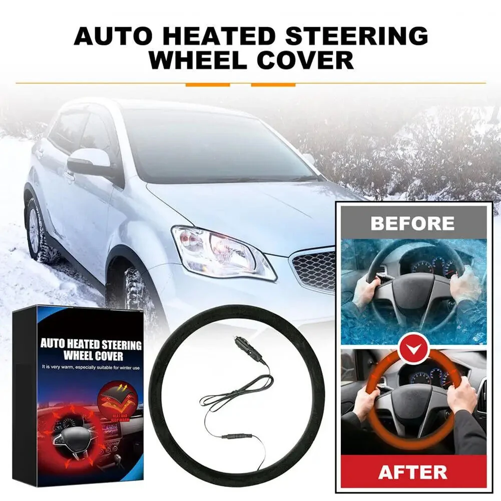 Heated Steering Wheel Protective Cover Universal Car Fast Hand Warmer Car Steering Wheel Heater Auto Parts Hand Warmer — view 2