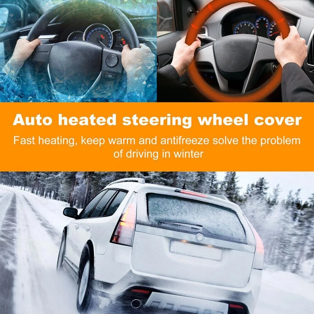 Heated Steering Wheel Protective Cover Universal Car Fast Hand Warmer Car Steering Wheel Heater Auto Parts Hand Warmer — view 3