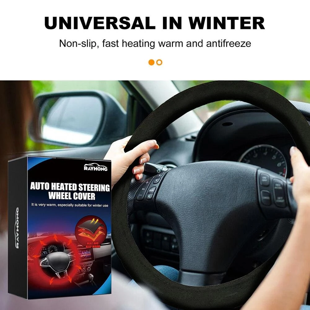 Heated Steering Wheel Protective Cover Universal Car Fast Hand Warmer Car Steering Wheel Heater Auto Parts Hand Warmer — view 5